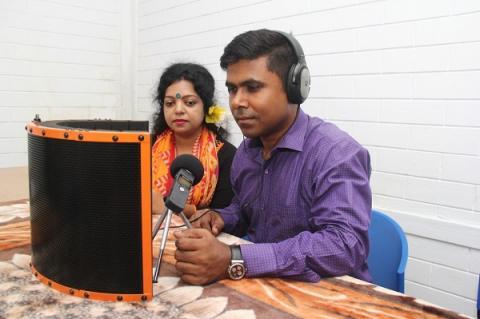 Voice recording at Bangladesh translation workshop 2018